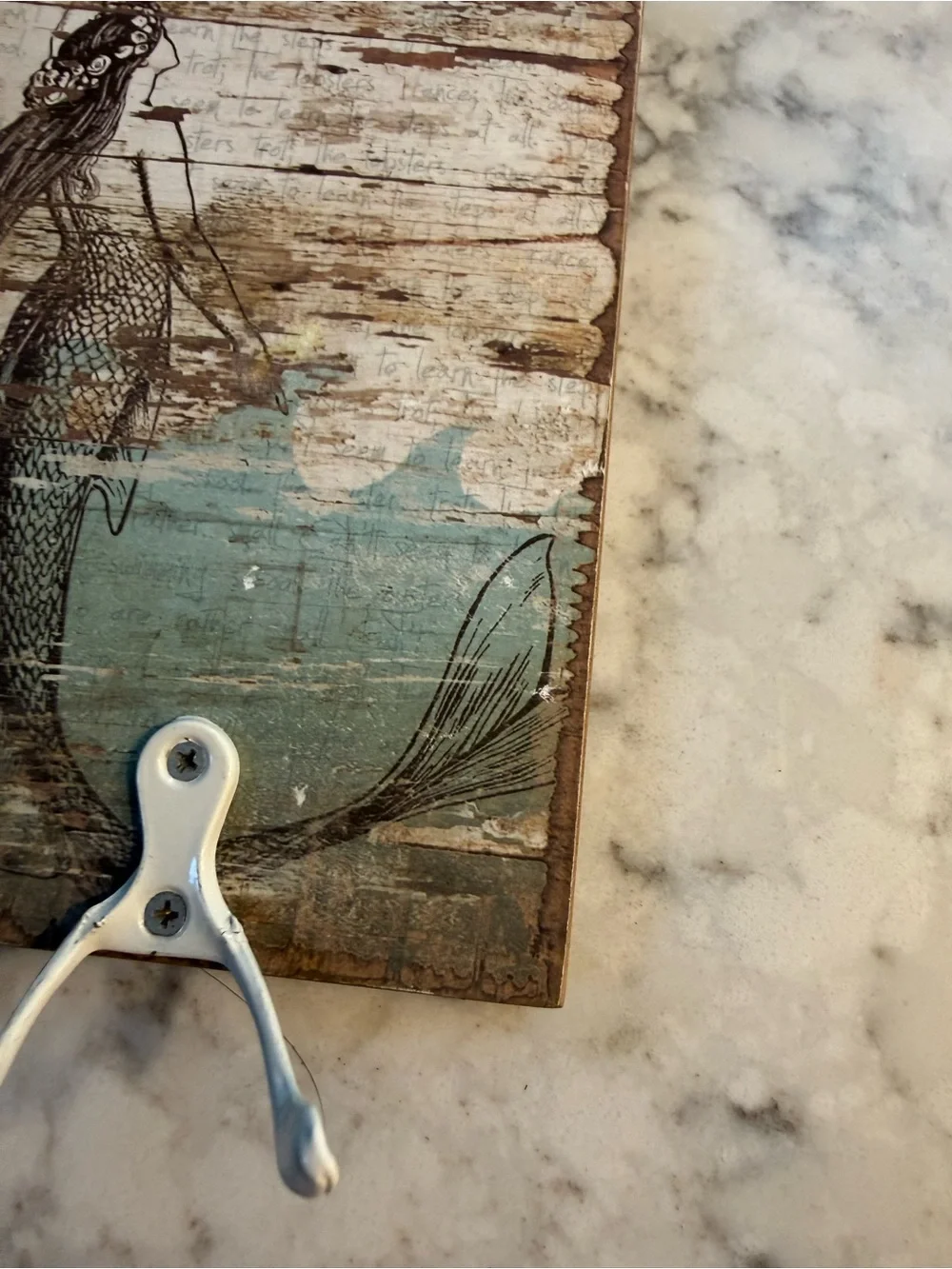 Rustic Mermaid Wall Hook in Teal and Brown